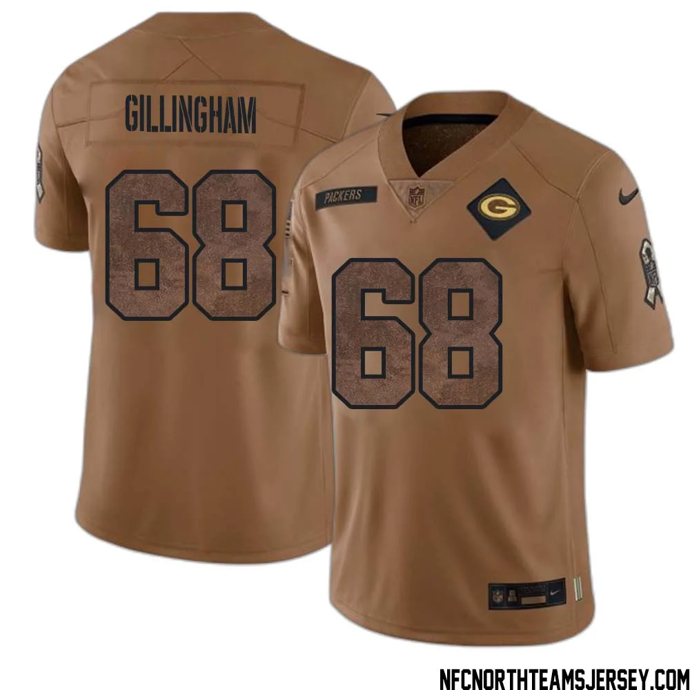 Gale Gillingham No 68 Green Bay Packers 2023 Salute To Service Limited Player Jersey Men Brown