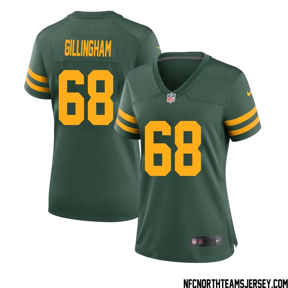 Gale Gillingham No 68 Green Bay Packers Alternate Jersey Green Womens 1