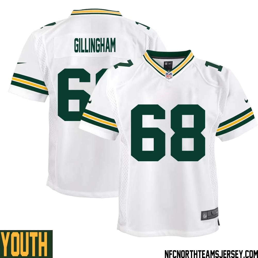 Gale Gillingham No 68 Green Bay Packers Away Game Jersey Youth White