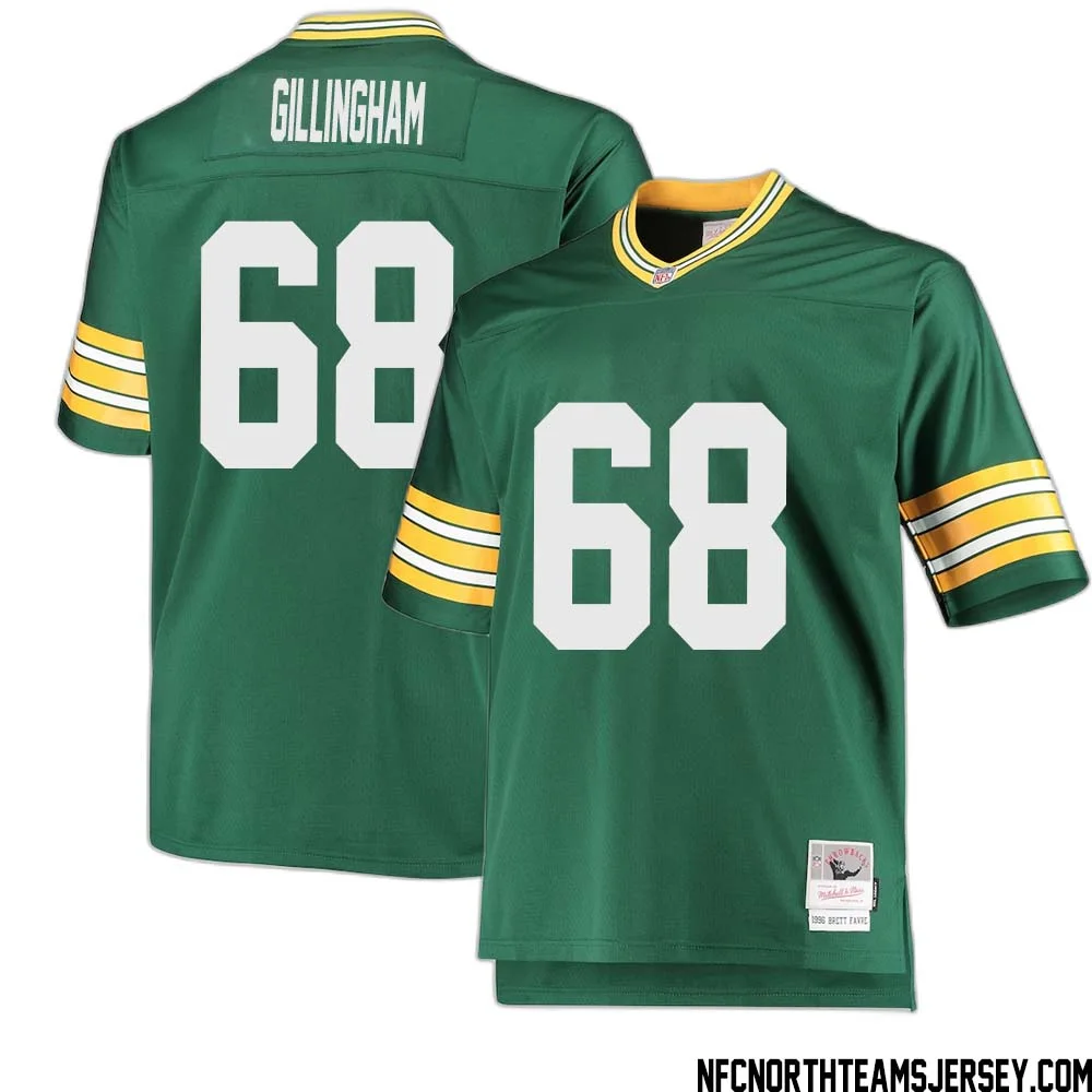 Gale Gillingham No 68 Green Bay Packers Mitchell Ness Big Tall 1996 Retired Player Replica Jersey Green