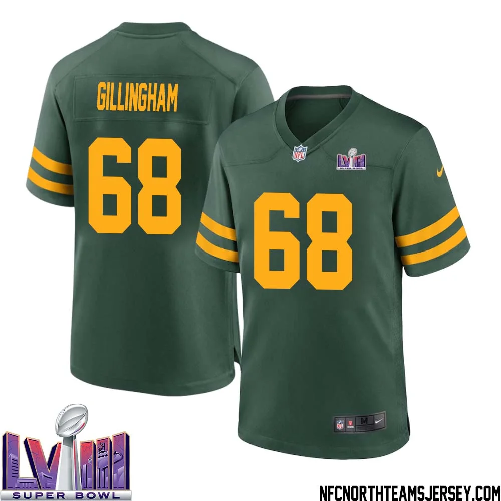 Gale Gillingham No 68 Green Bay Packers Super Bowl LVIII Alternate Green Jersey for Men 1