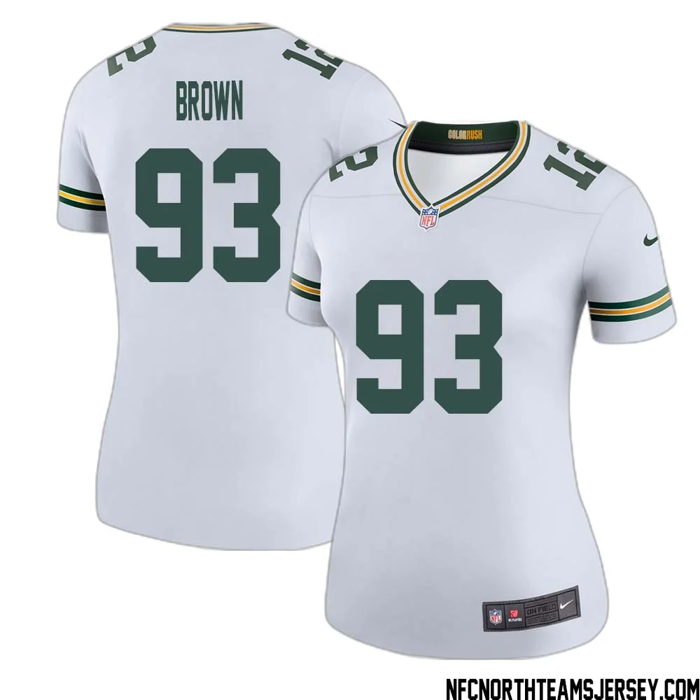 Gilbert Brown No 93 Green Bay Packers Color Rush Legend Jersey White Womens 1