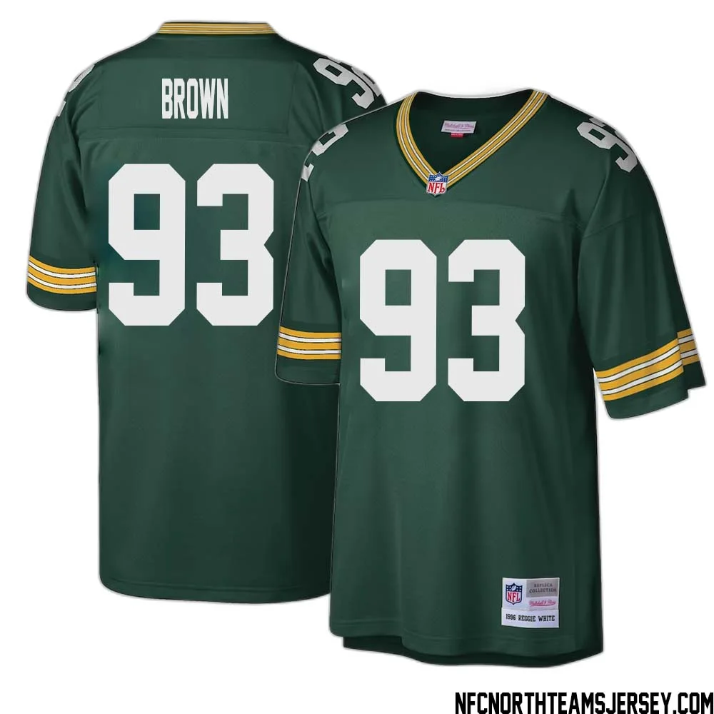 Gilbert Brown No 93 Green Bay Packers Mitchell Ness Big Tall 1996 Retired Player Replica Jersey Green 1