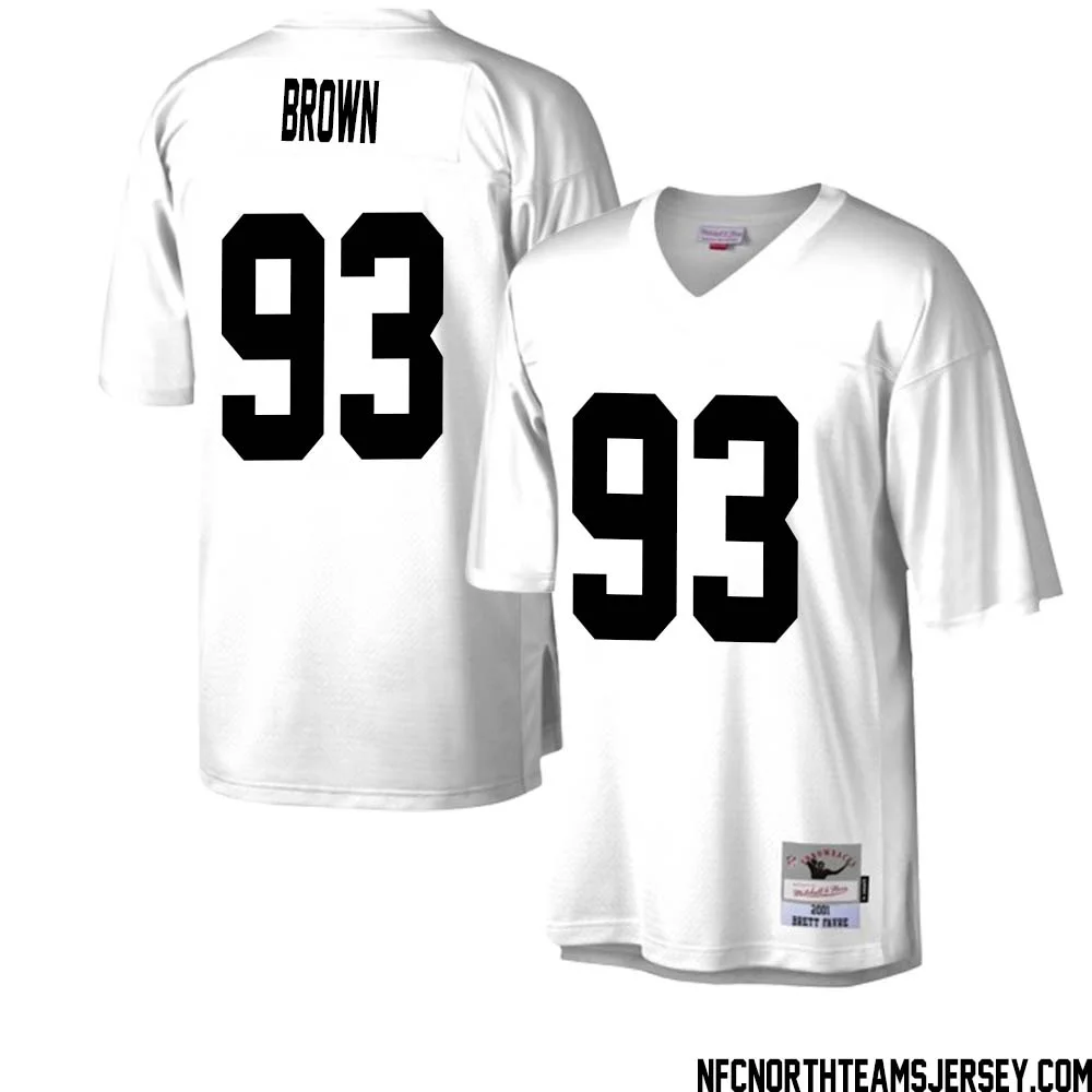 Gilbert Brown No 93 Green Bay Packers Mitchell Ness Legacy Replica Jersey White 2