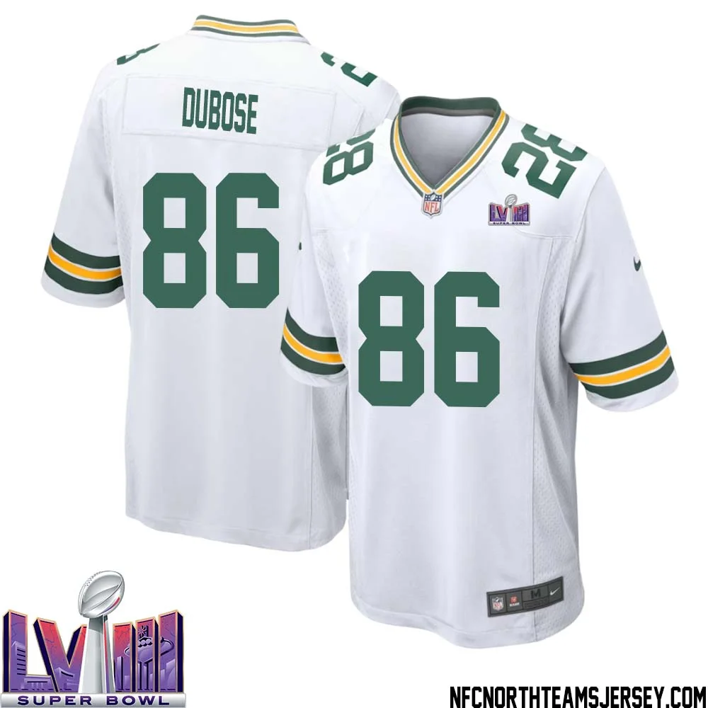 Grant DuBose No 86 Green Bay Packers Super Bowl LVIII Away Game Jersey Mens White