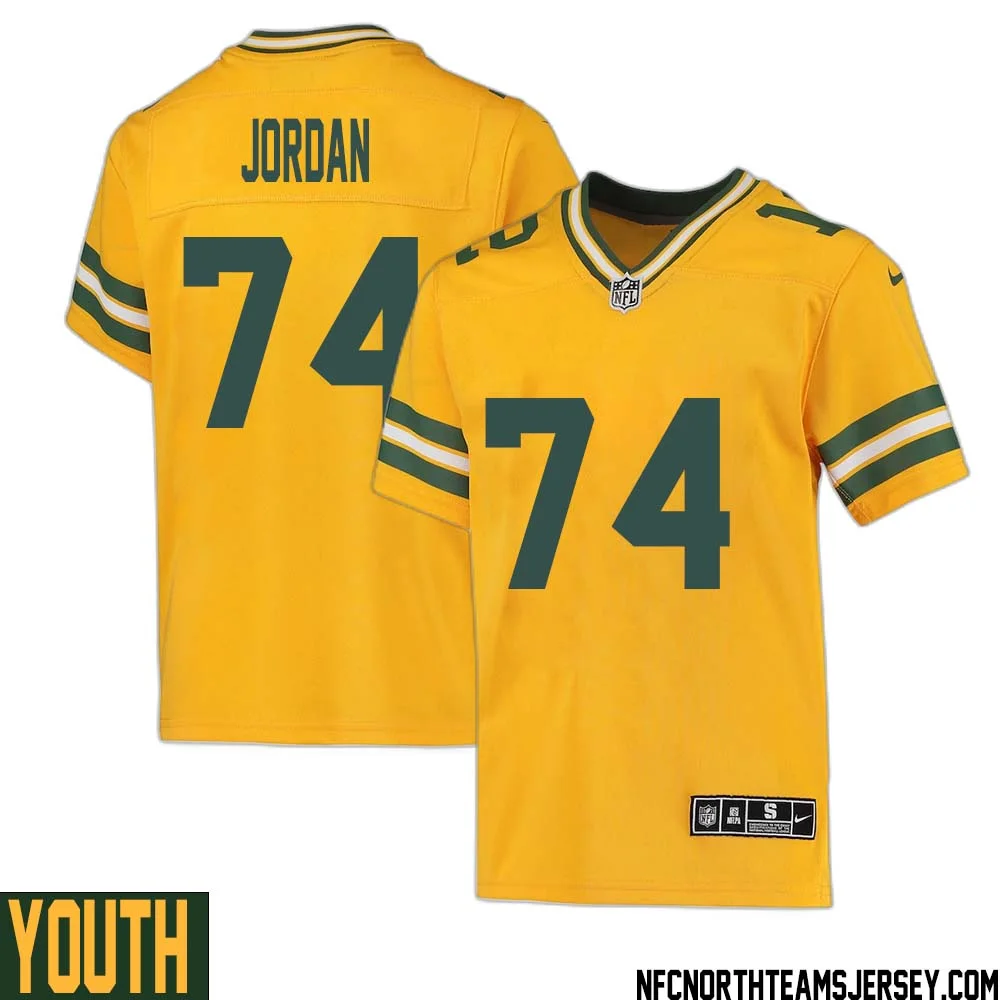 Henry Jordan No 74 Davante Adams Green Bay Packers Inverted Legend Jersey Gold Youth