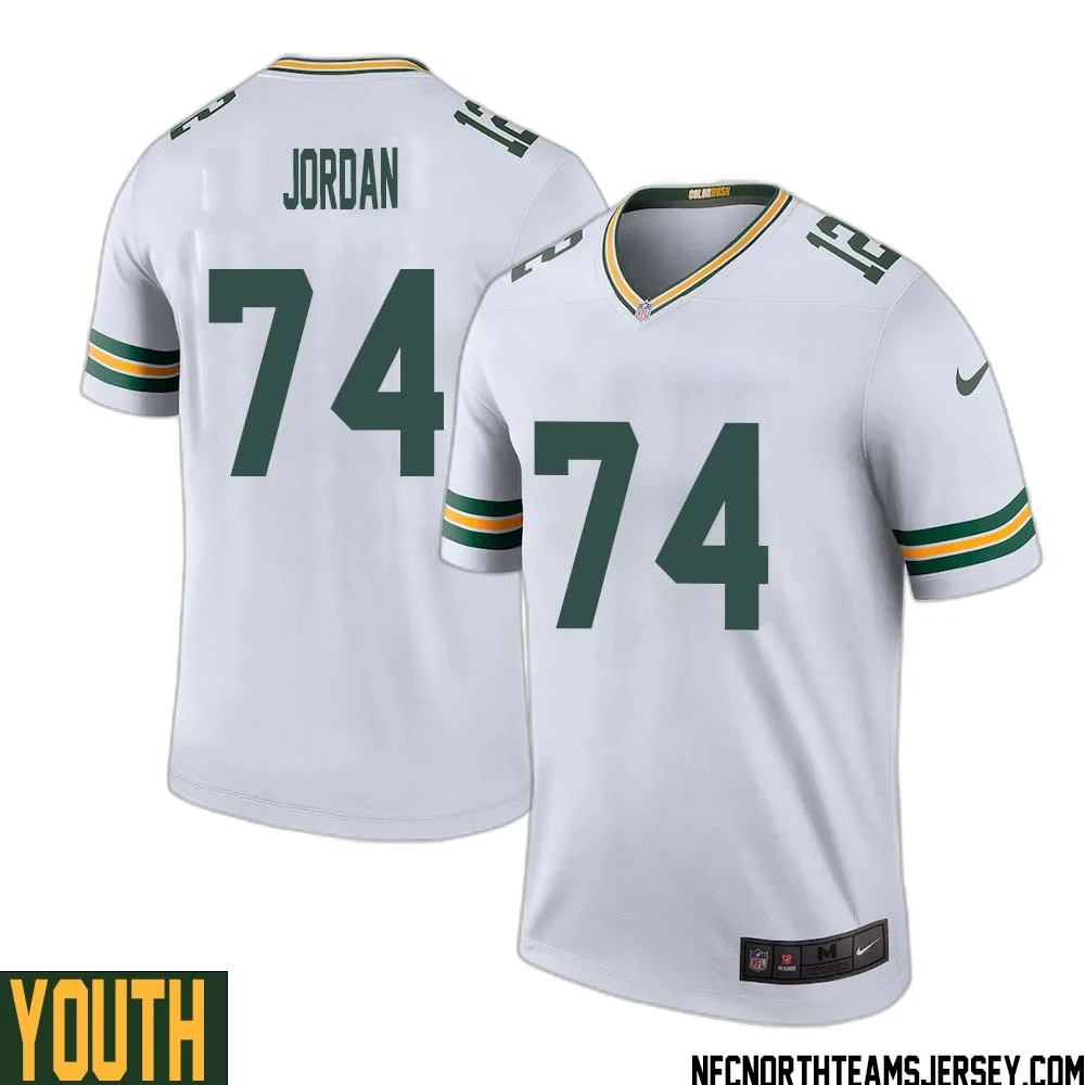 Henry Jordan No 74 Green Bay Packers Color Rush Legend Jersey White Youth 1