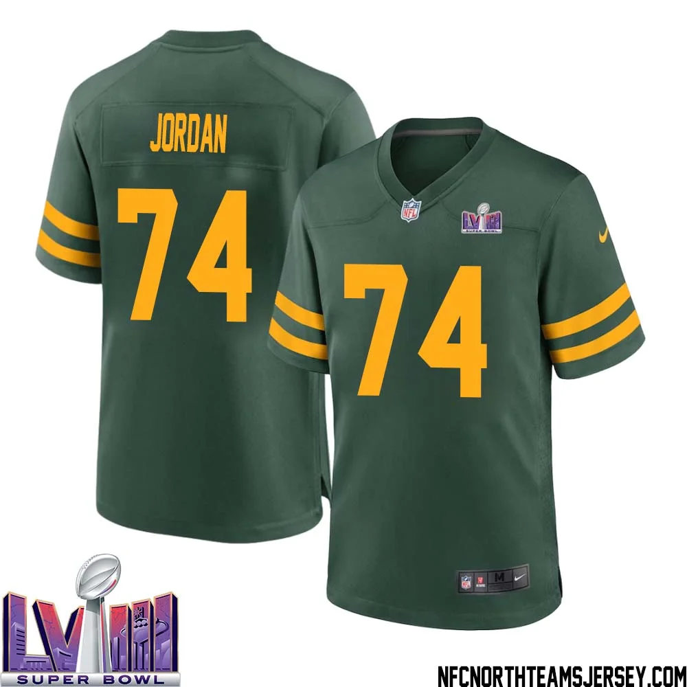 Henry Jordan No 74 Green Bay Packers Super Bowl LVIII Alternate Green Jersey for Men 1
