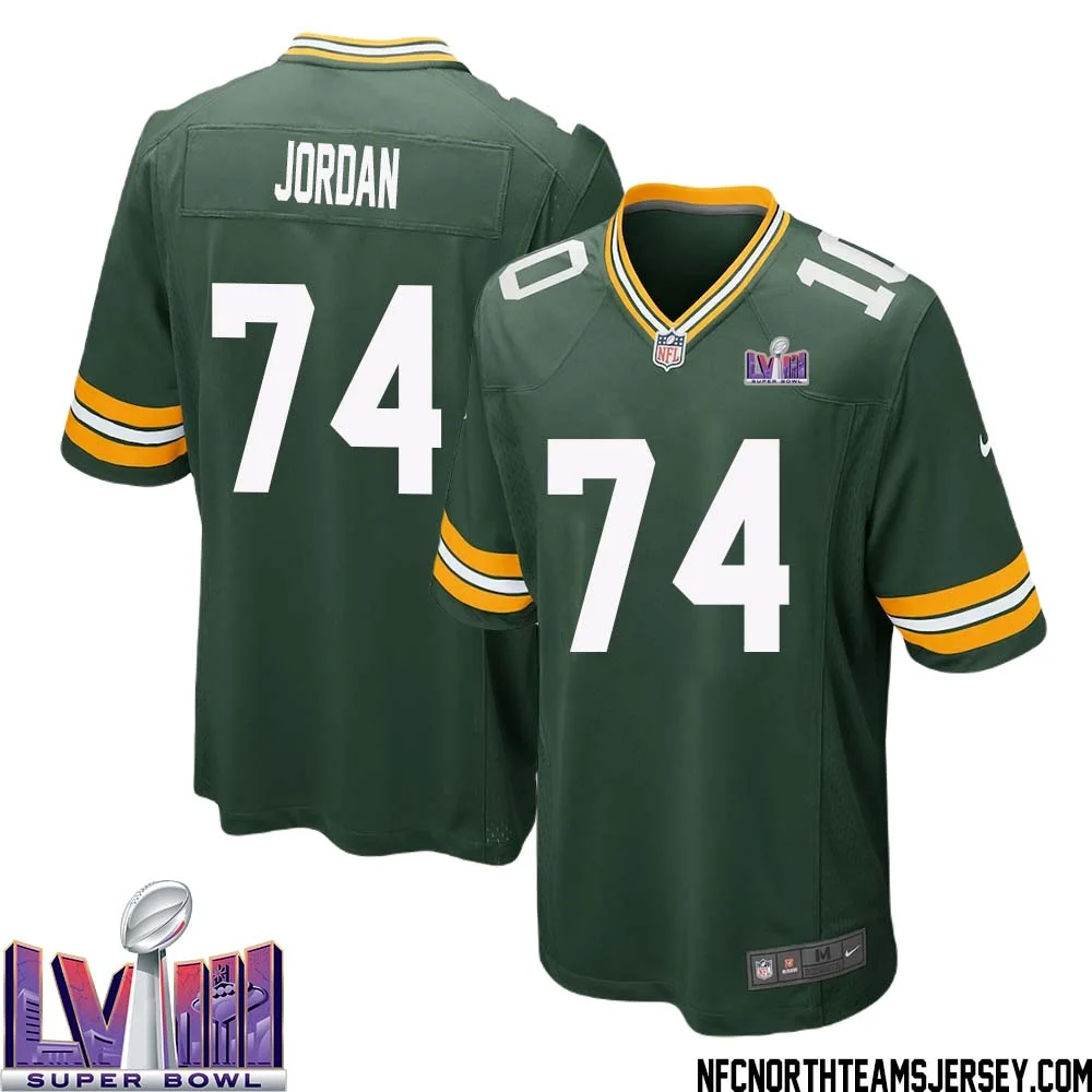 Henry Jordan No 74 Green Bay Packers Super Bowl LVIII Home Game Jersey Mens 1