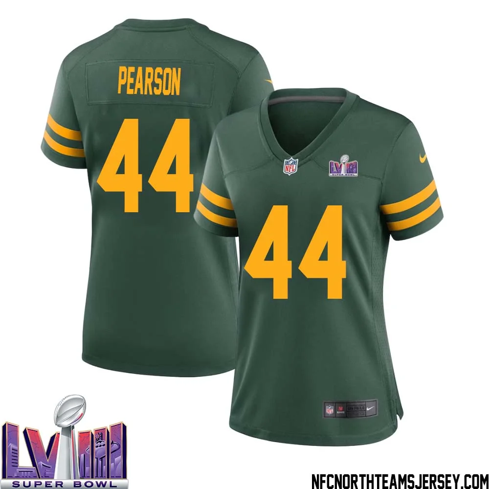 Henry Pearson No 44 Green Bay Packers Super Bowl LVIII Alternate Green Jersey for Women