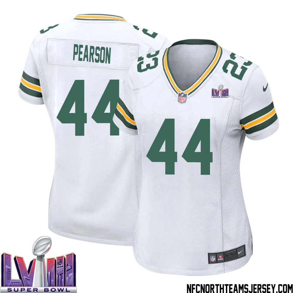 Henry Pearson No 44 Green Bay Packers Super Bowl LVIII Away Game Jersey Womens White