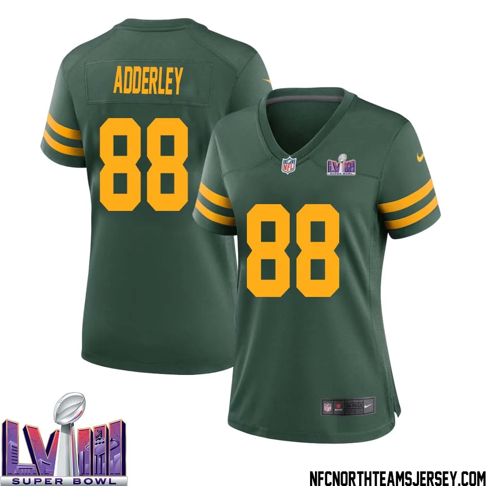 Herb Adderley No 88 Green Bay Packers Super Bowl LVIII Alternate Green Jersey for Women 1