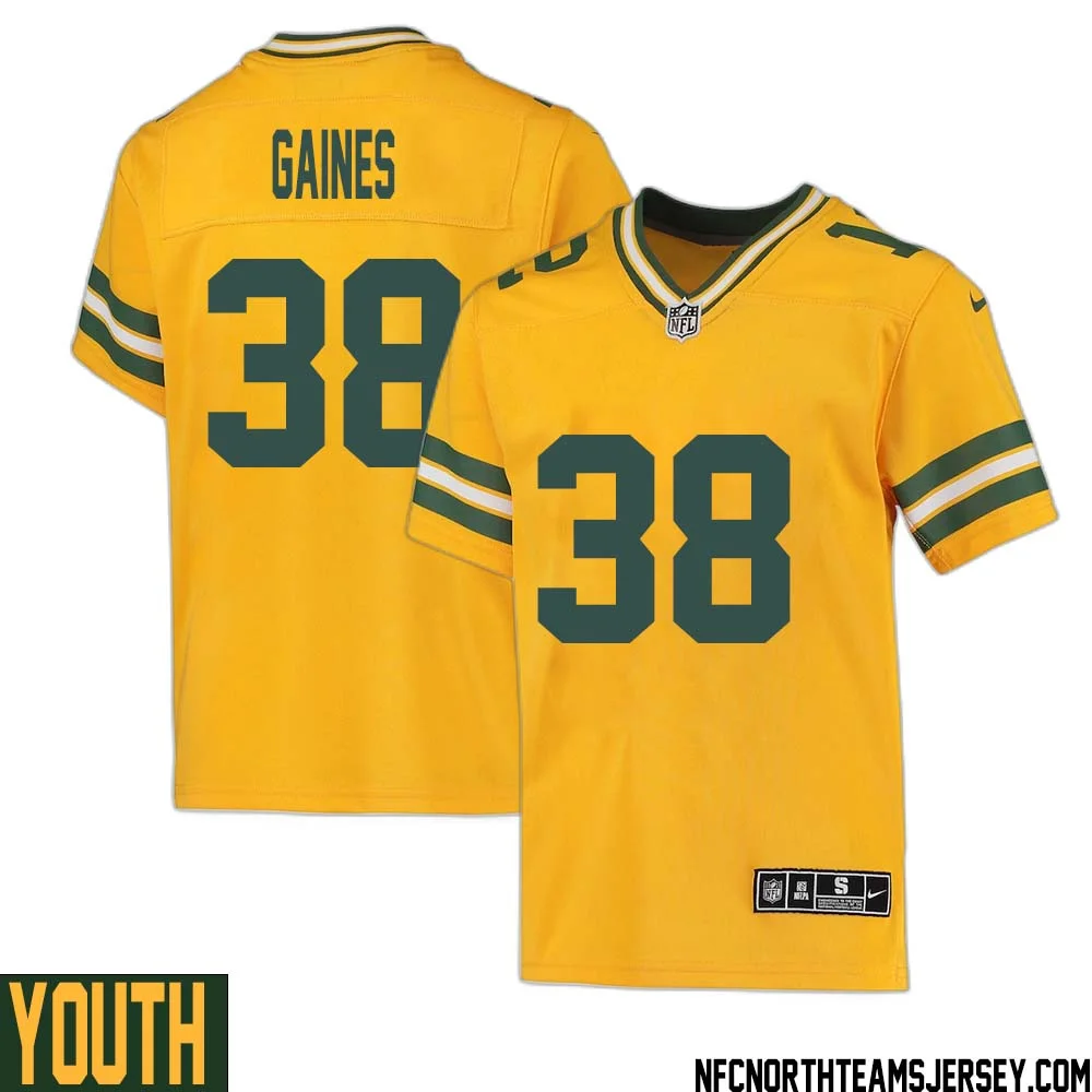 Innis Gaines No 38 Davante Adams Green Bay Packers Inverted Legend Jersey Gold Youth 1
