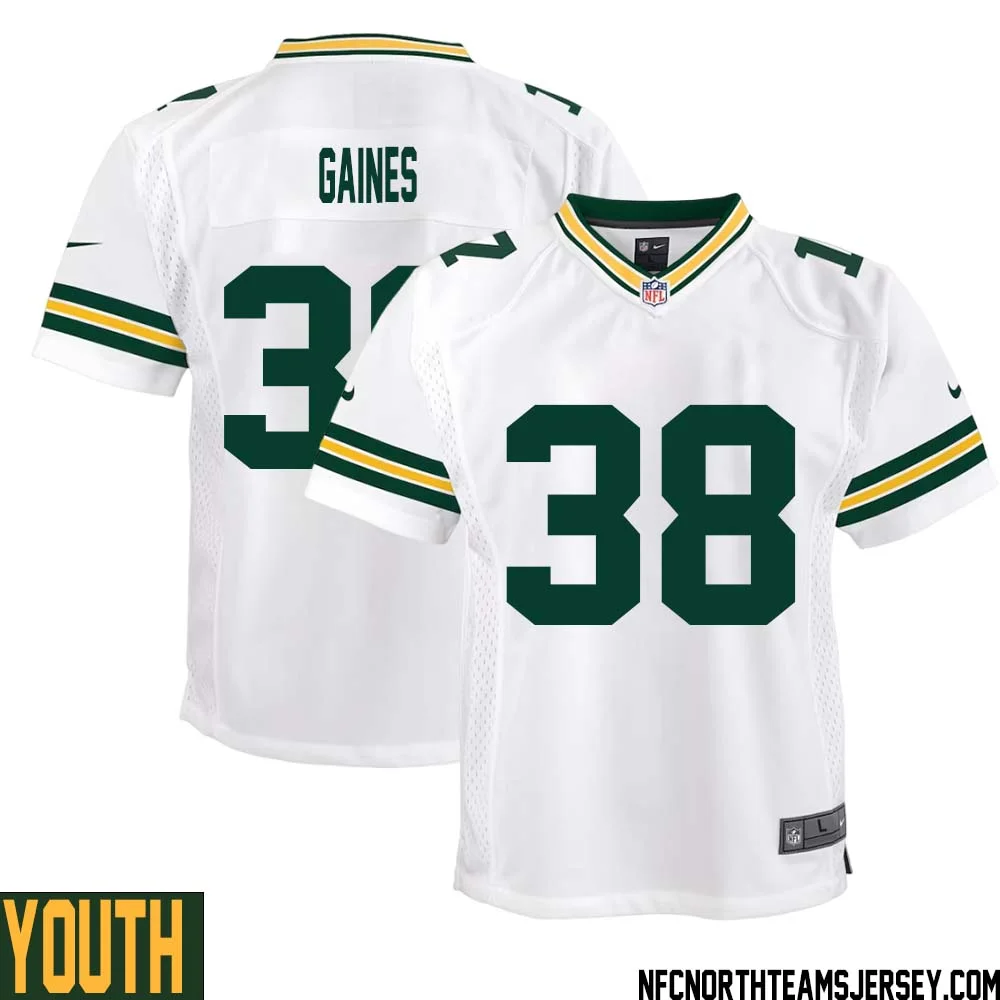Innis Gaines No 38 Green Bay Packers Away Game Jersey Youth White