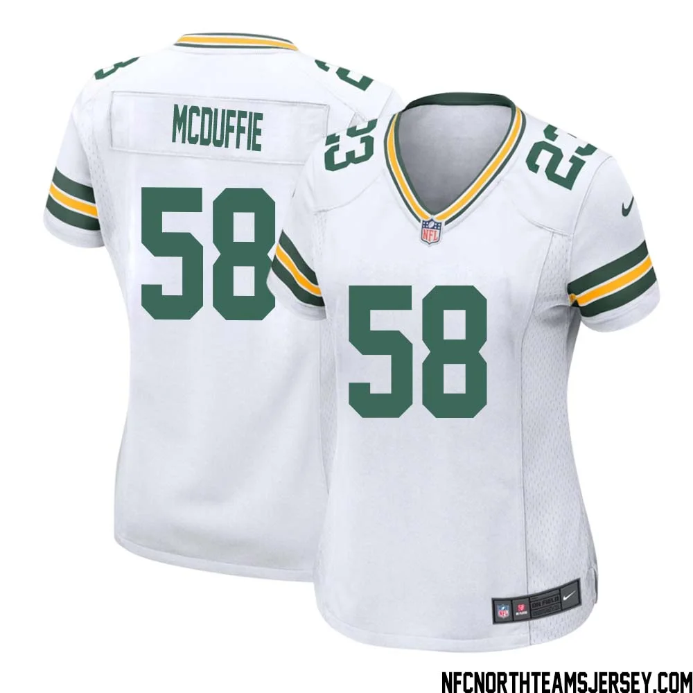 Isaiah McDuffie No 58 Green Bay Packers Away Game Jersey Womens White 1