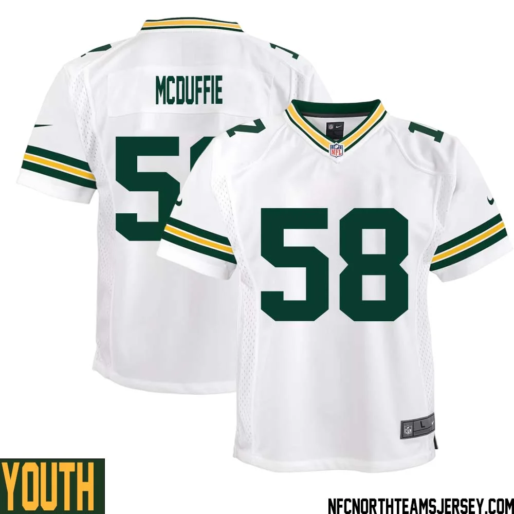 Isaiah McDuffie No 58 Green Bay Packers Away Game Jersey Youth White