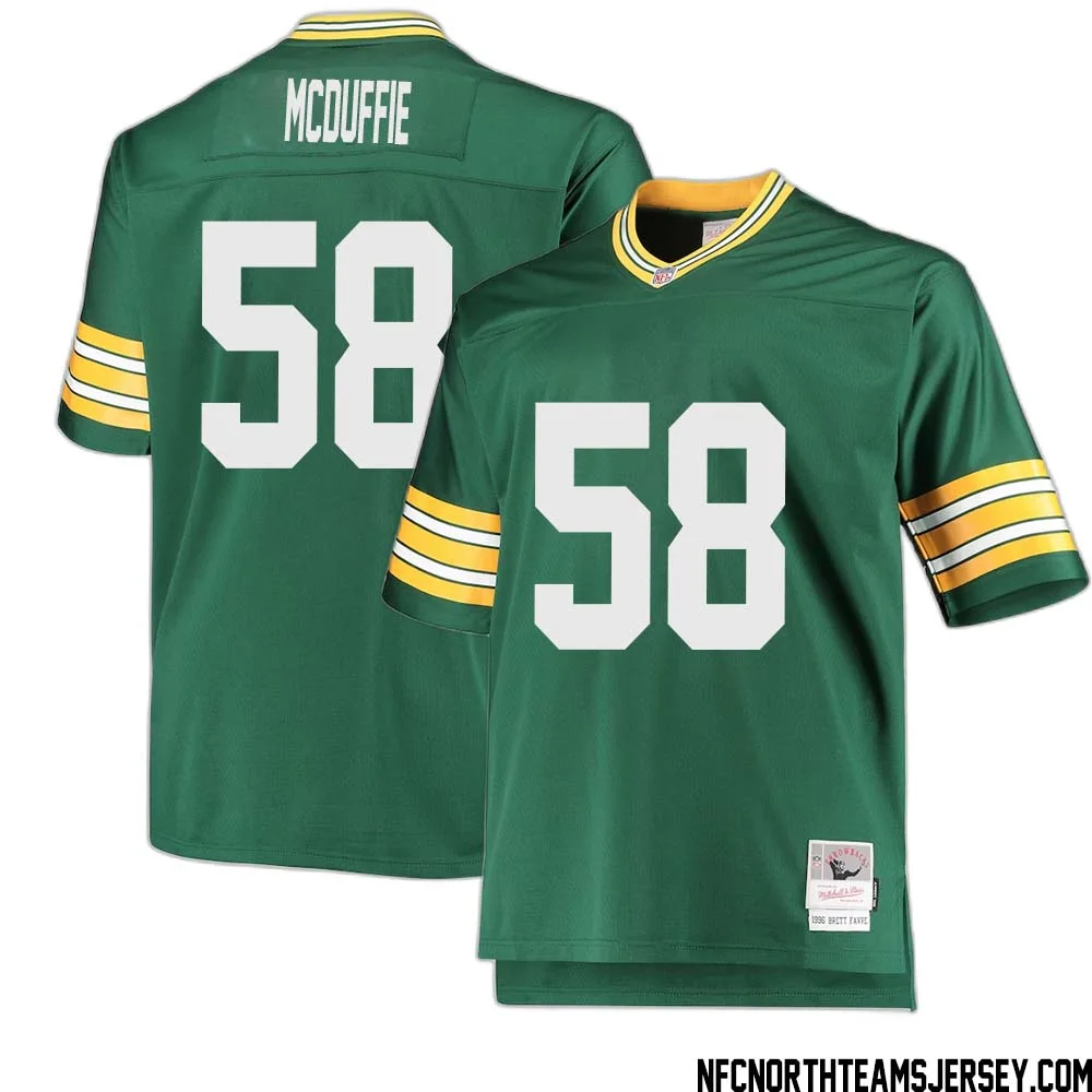 Isaiah McDuffie No 58 Green Bay Packers Mitchell Ness Big Tall 1996 Retired Player Replica Jersey Green 2