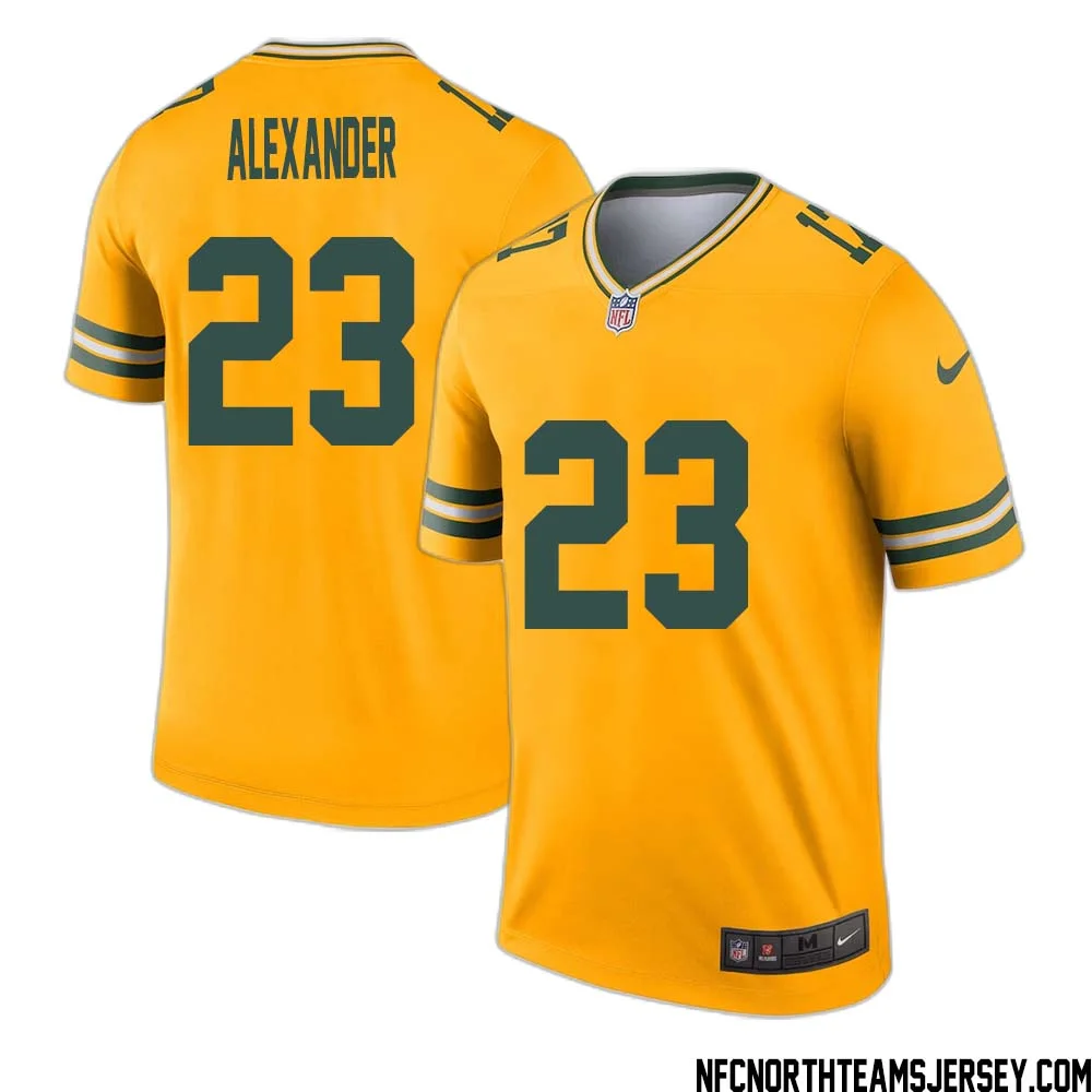 Jaire Alexander No 23 Davante Adams Green Bay Packers Inverted Legend Jersey Gold 1