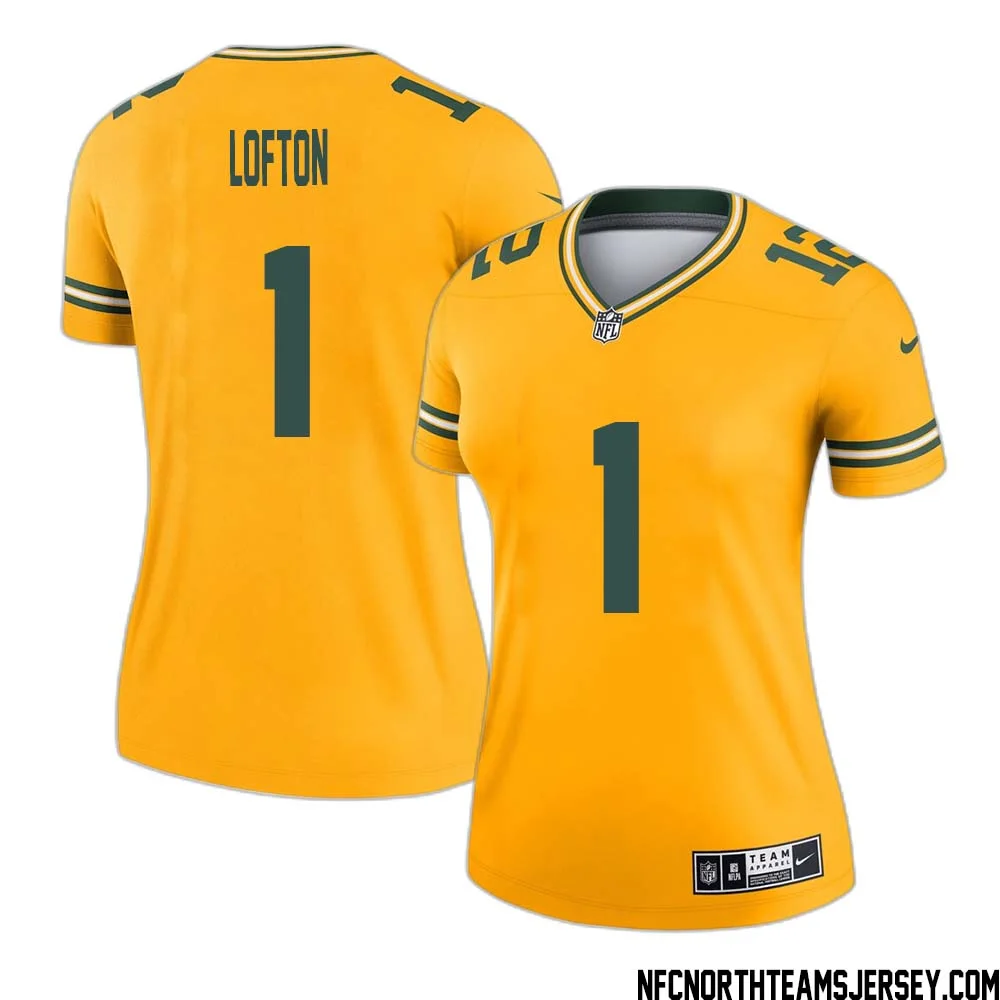 James Lofton No 1 Davante Adams Green Bay Packers Inverted Legend Jersey Gold Women