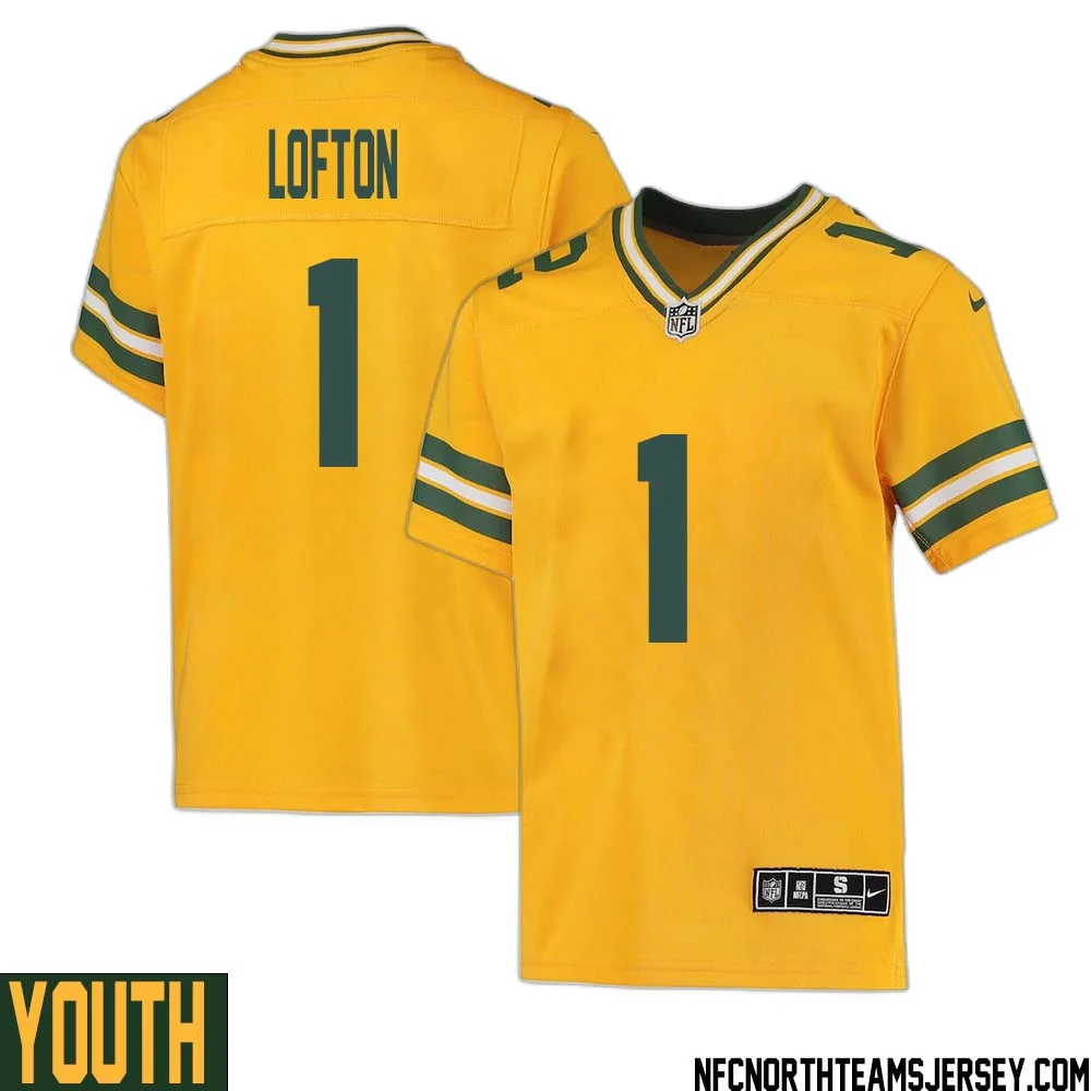 James Lofton No 1 Davante Adams Green Bay Packers Inverted Legend Jersey Gold Youth 1