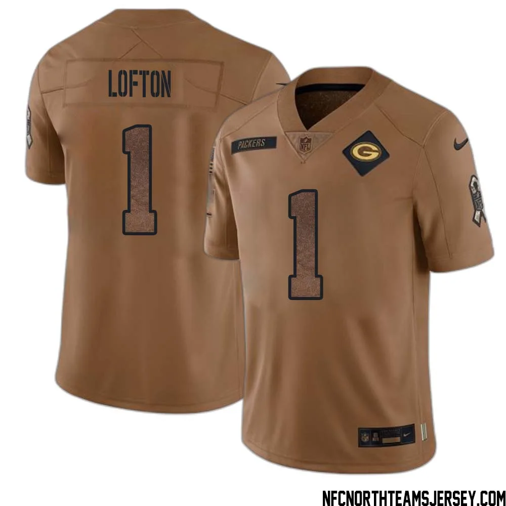 James Lofton No 1 Green Bay Packers 2023 Salute To Service Limited Player Jersey Men Brown 1