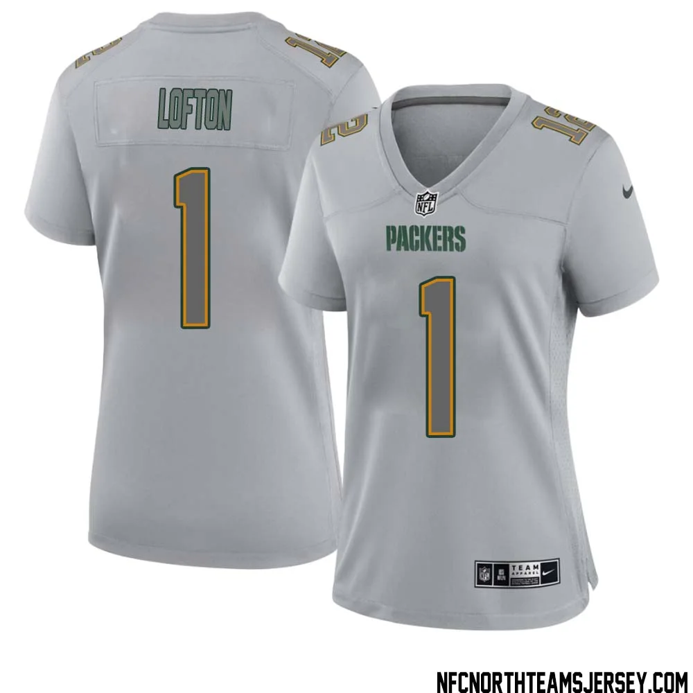 James Lofton No 1 Green Bay Packers Atmosphere Jersey Grey Womens 1