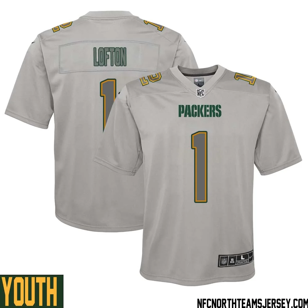 James Lofton No 1 Green Bay Packers Atmosphere Jersey Grey Youth 1