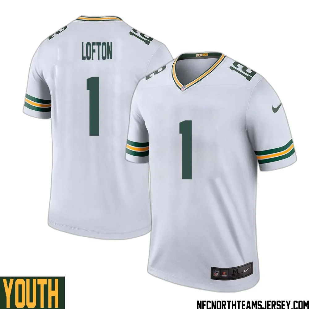James Lofton No 1 Green Bay Packers Color Rush Legend Jersey White Youth