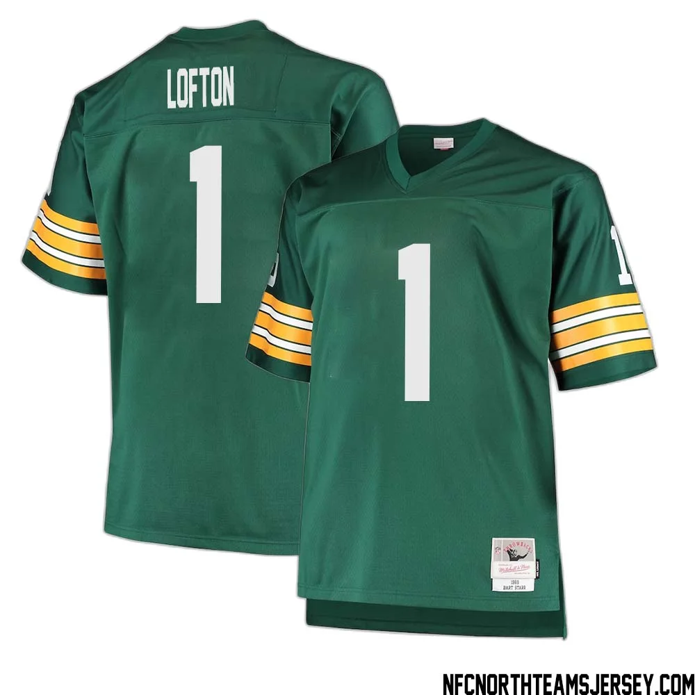 James Lofton No 1 Green Bay Packers Mitchell Ness Big Tall 1968 Retired Player Replica Jersey Green 1