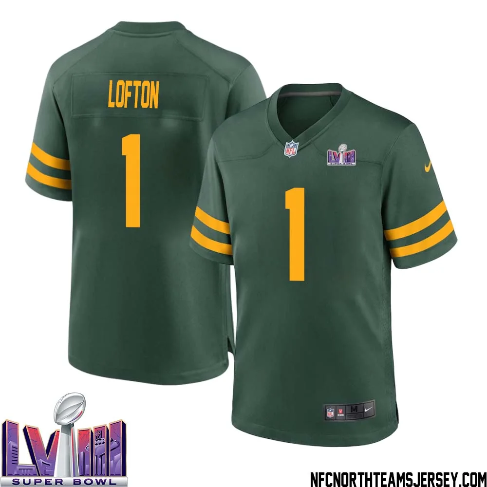 James Lofton No 1 Green Bay Packers Super Bowl LVIII Alternate Green Jersey for Men 1