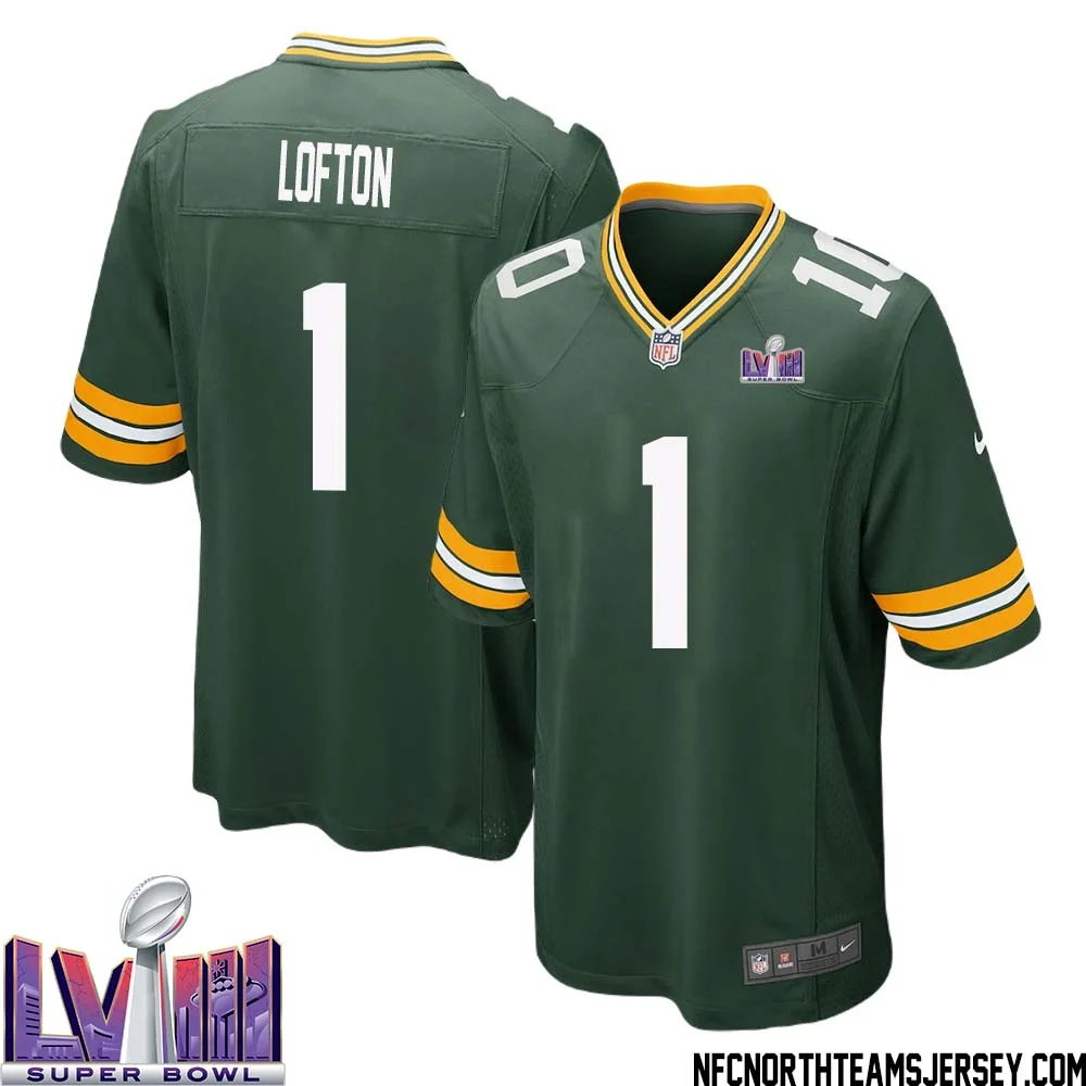 James Lofton No 1 Green Bay Packers Super Bowl LVIII Home Game Jersey Mens