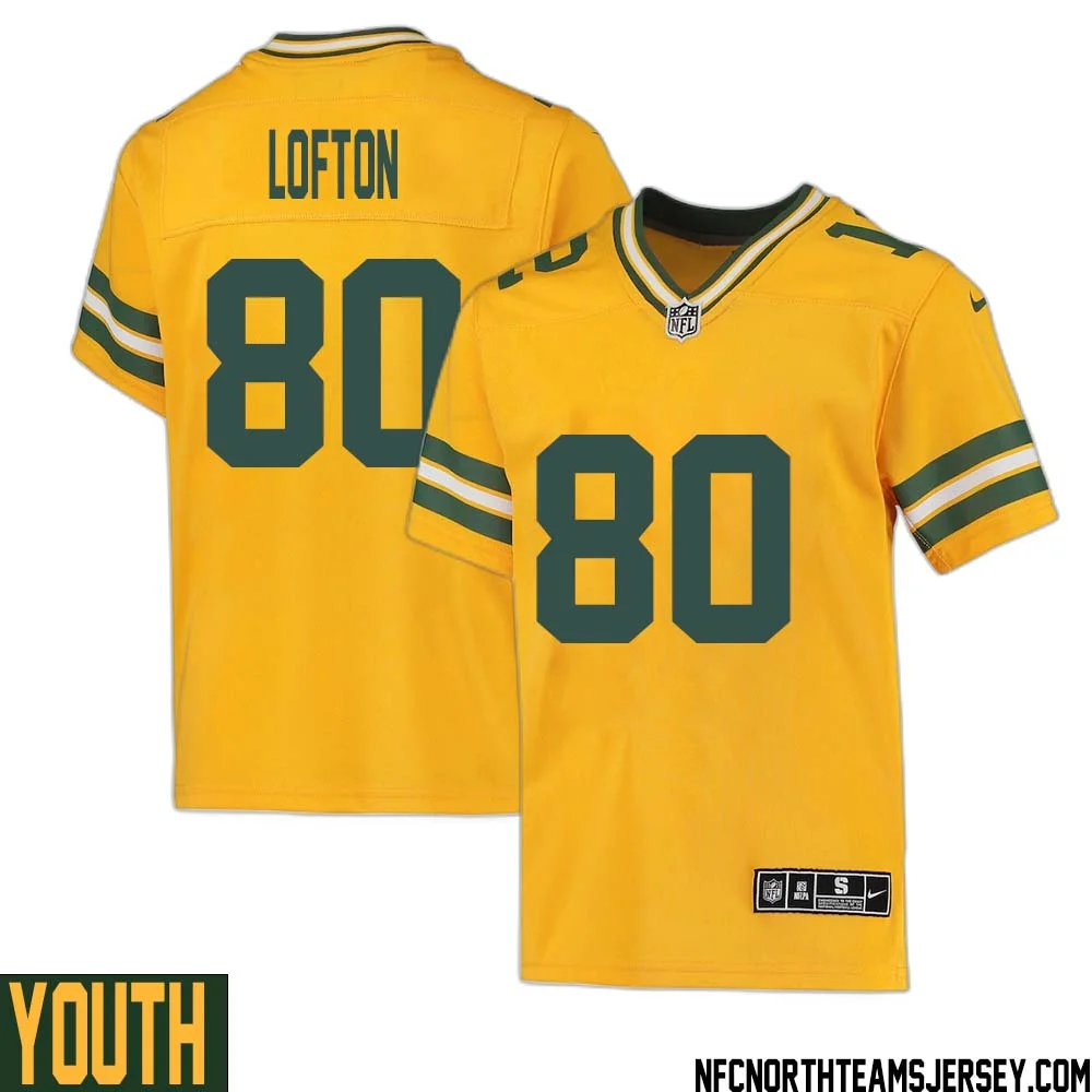 James Lofton No 80 Davante Adams Green Bay Packers Inverted Legend Jersey Gold Youth