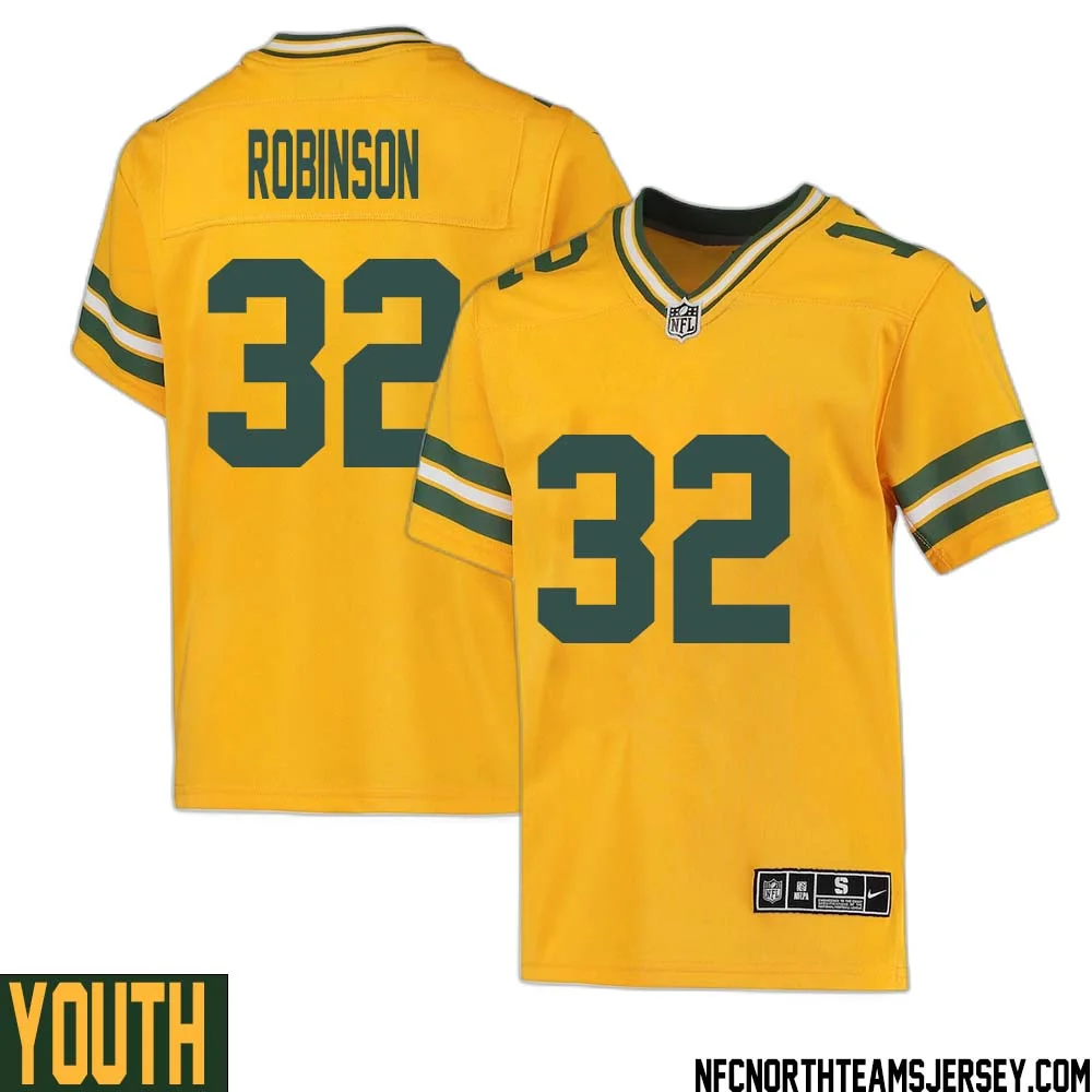 James Robinson No 32 Davante Adams Green Bay Packers Inverted Legend Jersey Gold Youth