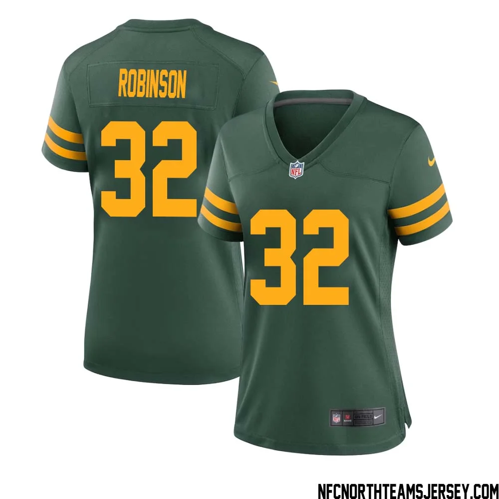 James Robinson No 32 Green Bay Packers Alternate Jersey Green Womens 1