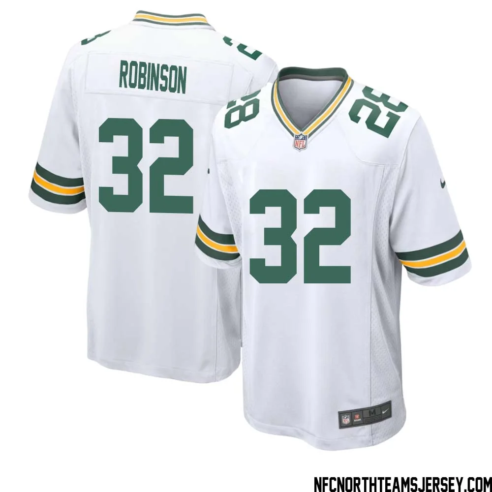 James Robinson No 32 Green Bay Packers Away Game Jersey Mens White 1