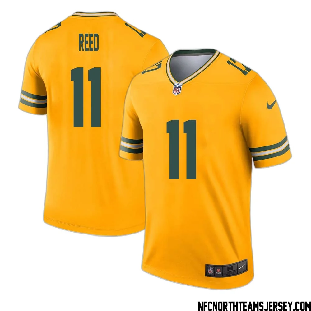 Jayden Reed No 11 Davante Adams Green Bay Packers Inverted Legend Jersey Gold 1
