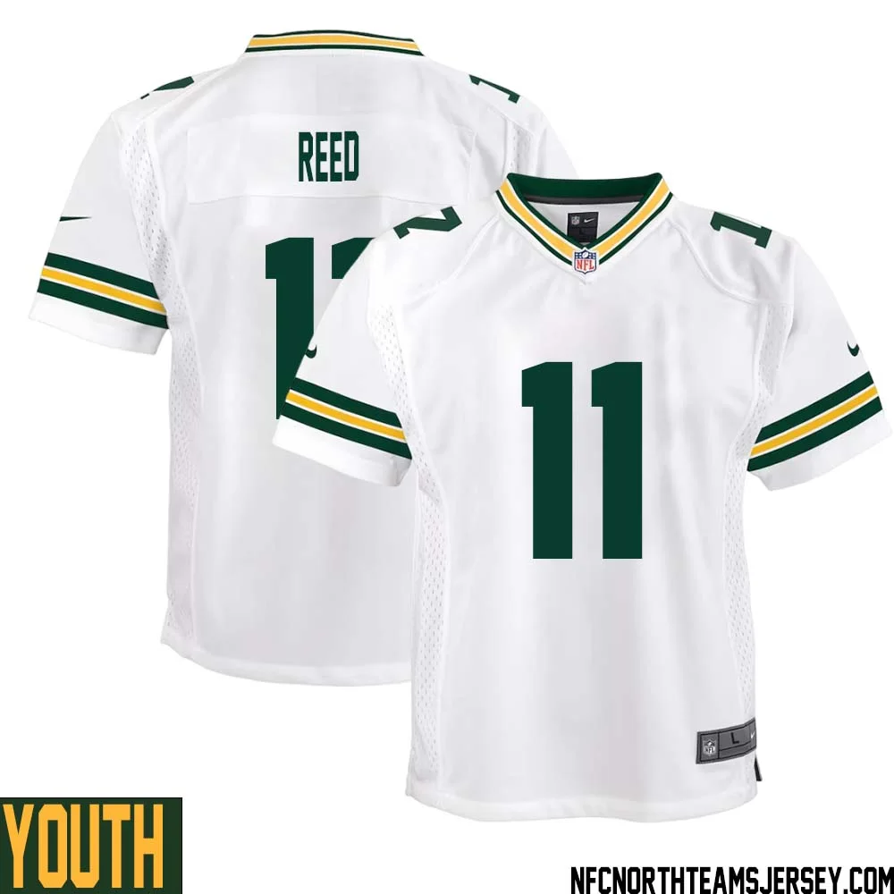Jayden Reed No 11 Green Bay Packers Away Game Jersey Youth White 1