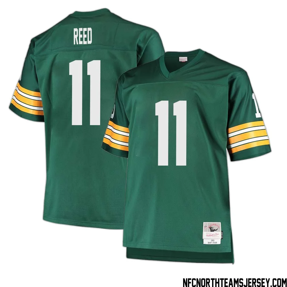 Jayden Reed No 11 Green Bay Packers Mitchell Ness Big Tall 1968 Retired Player Replica Jersey Green 1