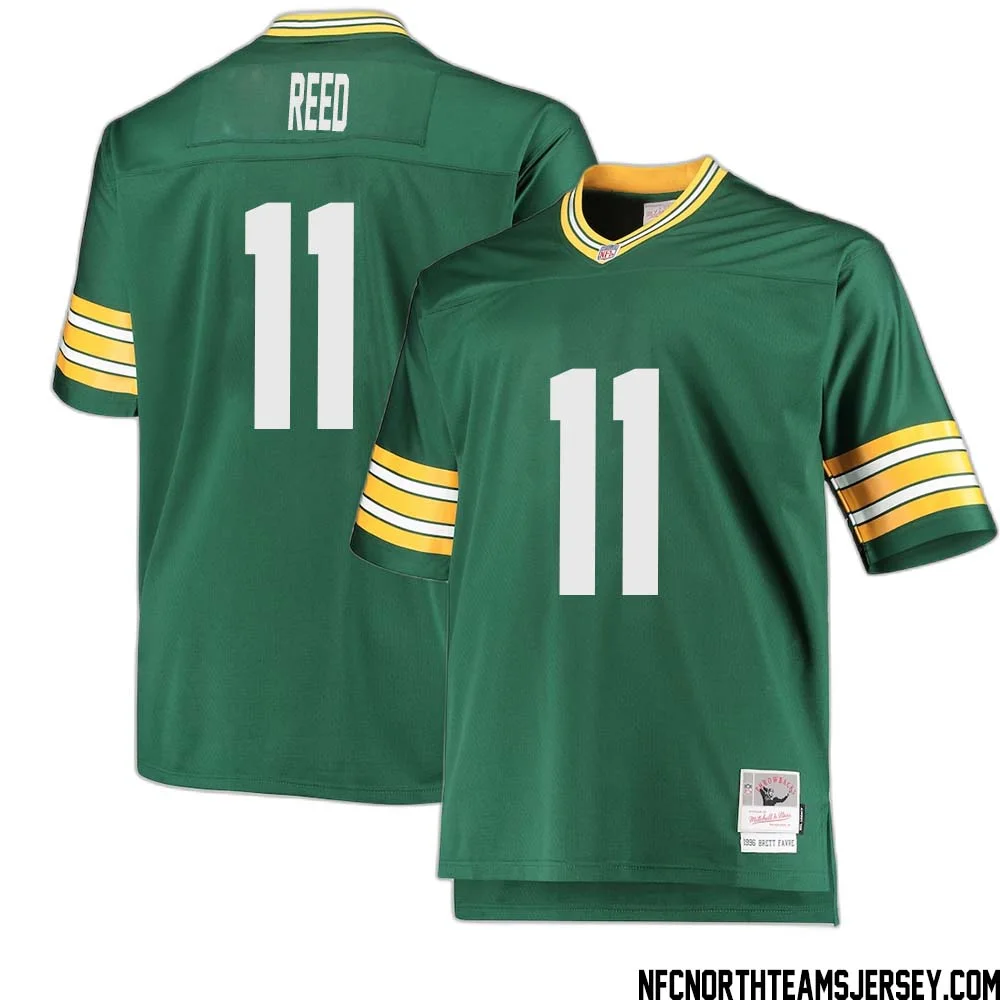 Jayden Reed No 11 Green Bay Packers Mitchell Ness Big Tall 1996 Retired Player Replica Jersey Green 2
