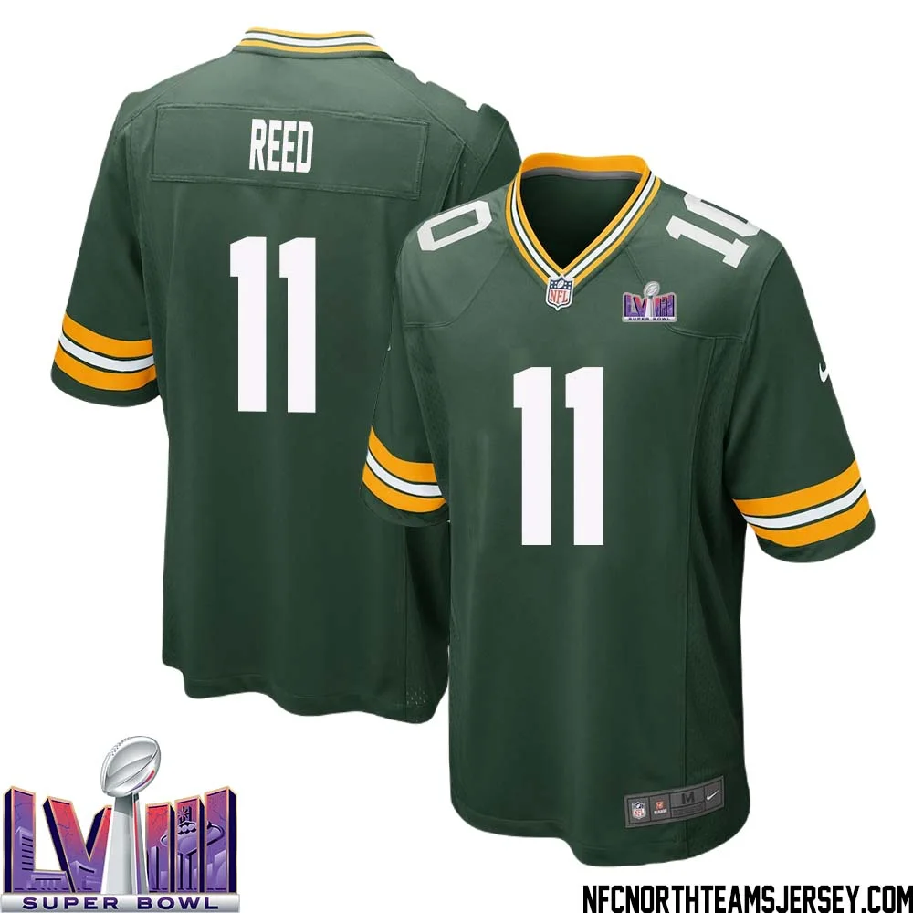 Jayden Reed No 11 Green Bay Packers Super Bowl LVIII Home Game Jersey Mens