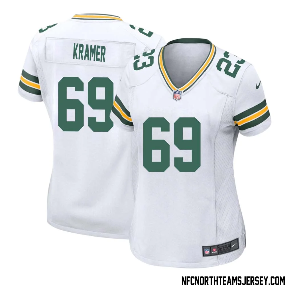 Jerry Kramer No 69 Green Bay Packers Away Game Jersey Womens White 1