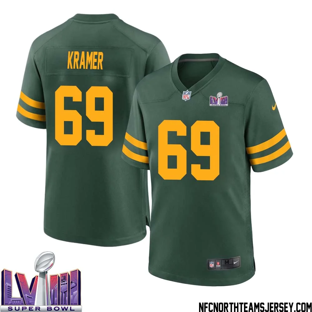Jerry Kramer No 69 Green Bay Packers Super Bowl LVIII Alternate Green Jersey for Men 1
