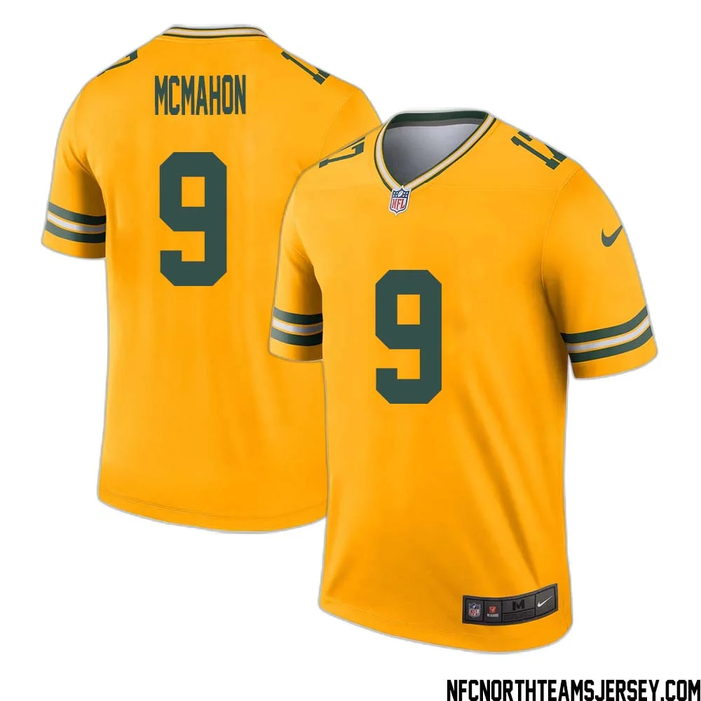 Jim McMahon No 9 Davante Adams Green Bay Packers Inverted Legend Jersey Gold 1