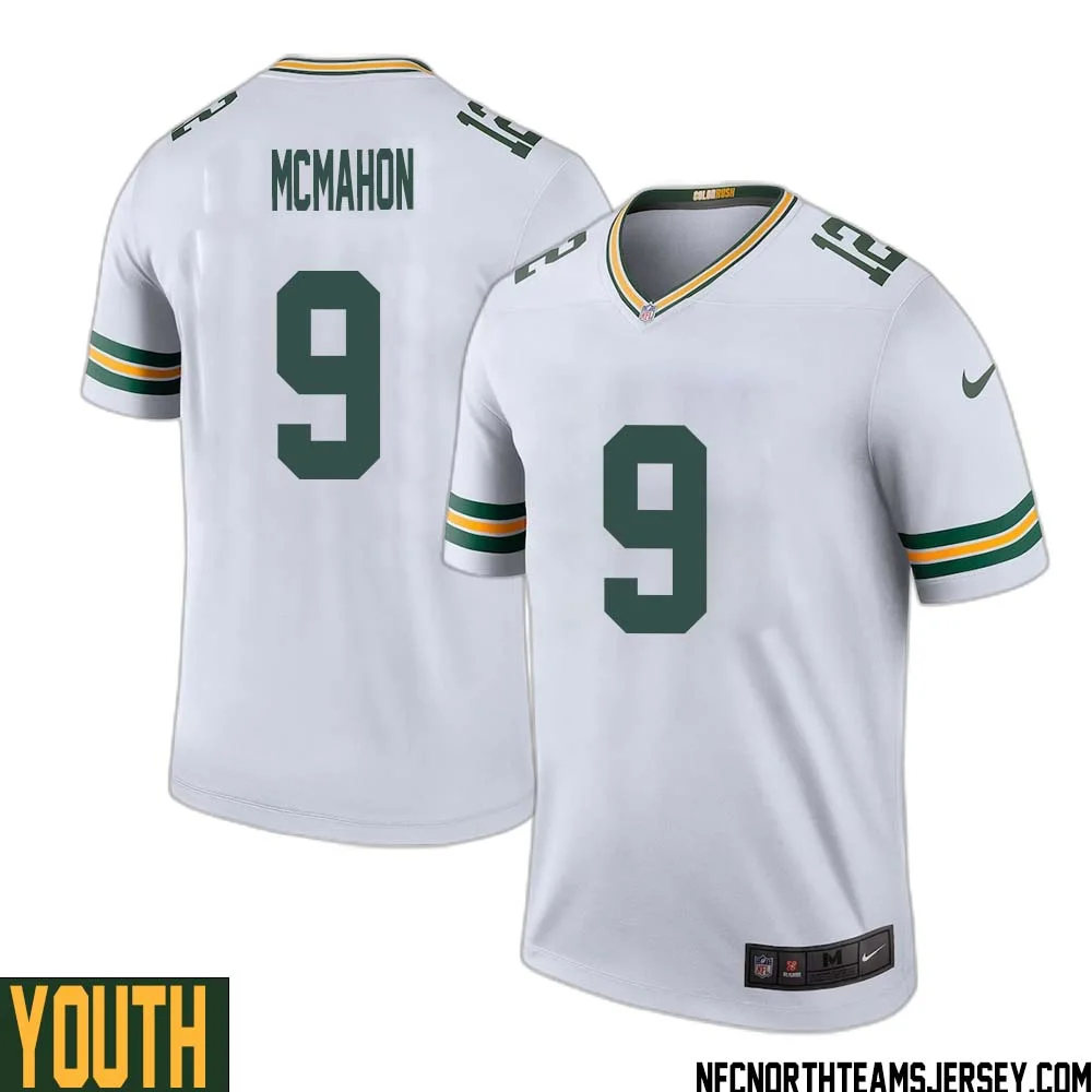 Jim McMahon No 9 Green Bay Packers Color Rush Legend Jersey White Youth