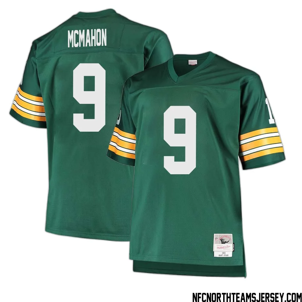 Jim McMahon No 9 Green Bay Packers Mitchell Ness Big Tall 1968 Retired Player Replica Jersey Green