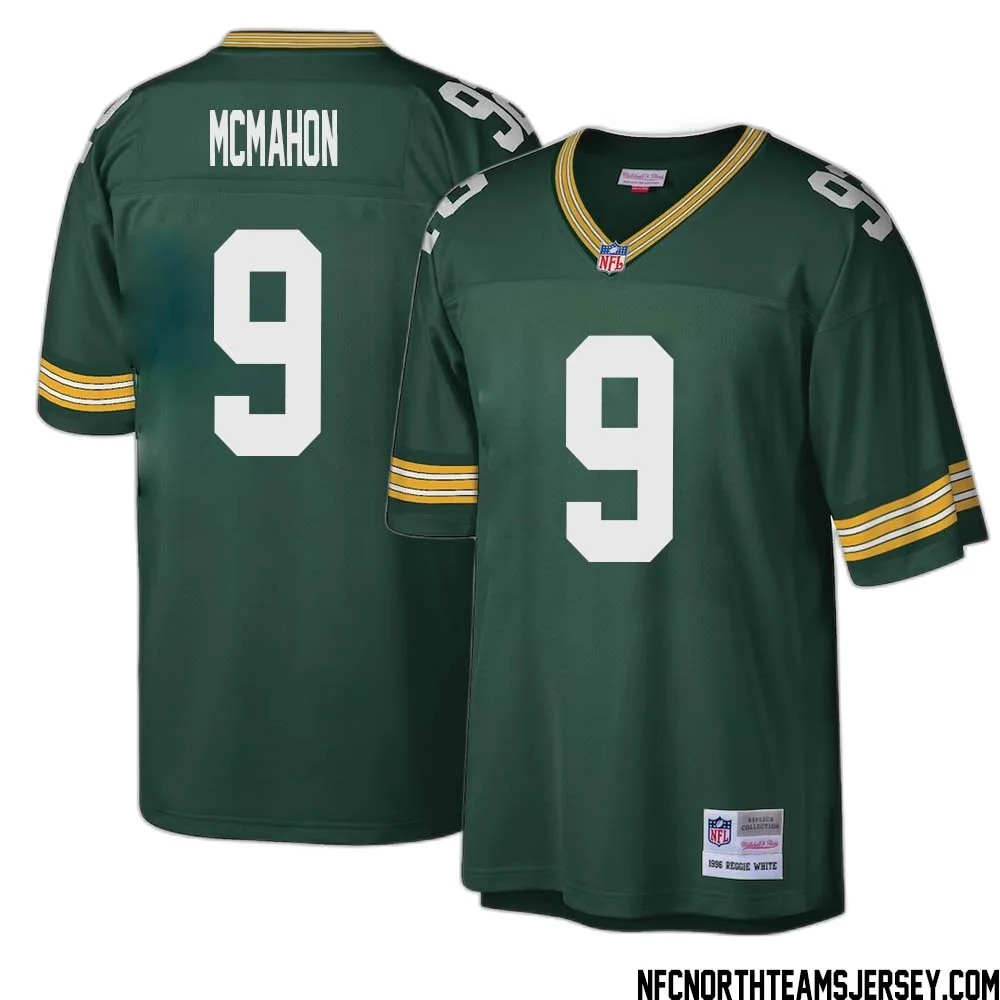 Jim McMahon No 9 Green Bay Packers Mitchell Ness Big Tall 1996 Retired Player Replica Jersey Green 1 1