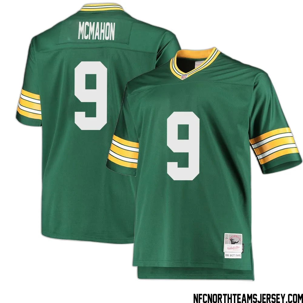 Jim McMahon No 9 Green Bay Packers Mitchell Ness Big Tall 1996 Retired Player Replica Jersey Green 2