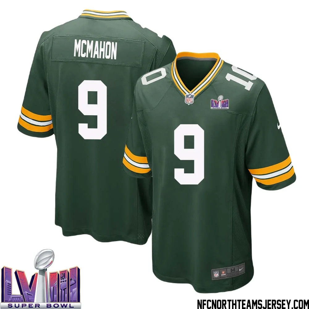 Jim McMahon No 9 Green Bay Packers Super Bowl LVIII Home Game Jersey Mens 1