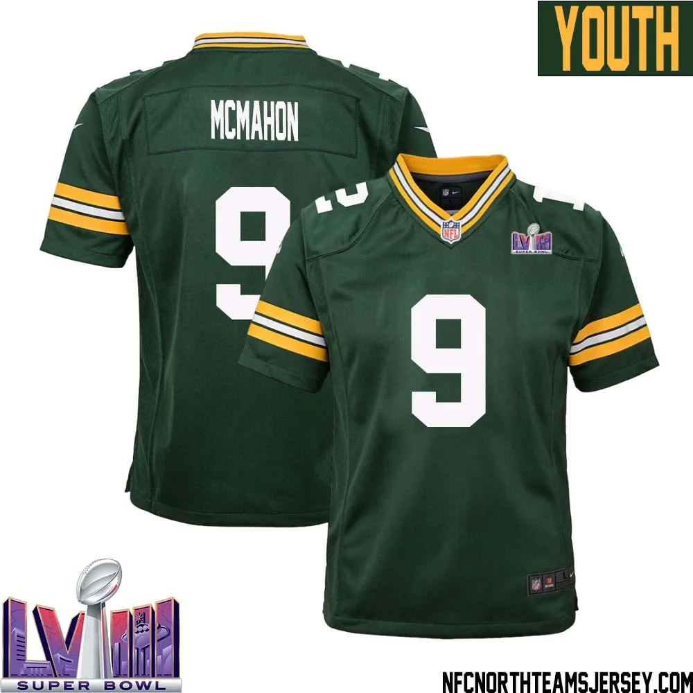 Jim McMahon No 9 Green Bay Packers Super Bowl LVIII Home Game Jersey Youth
