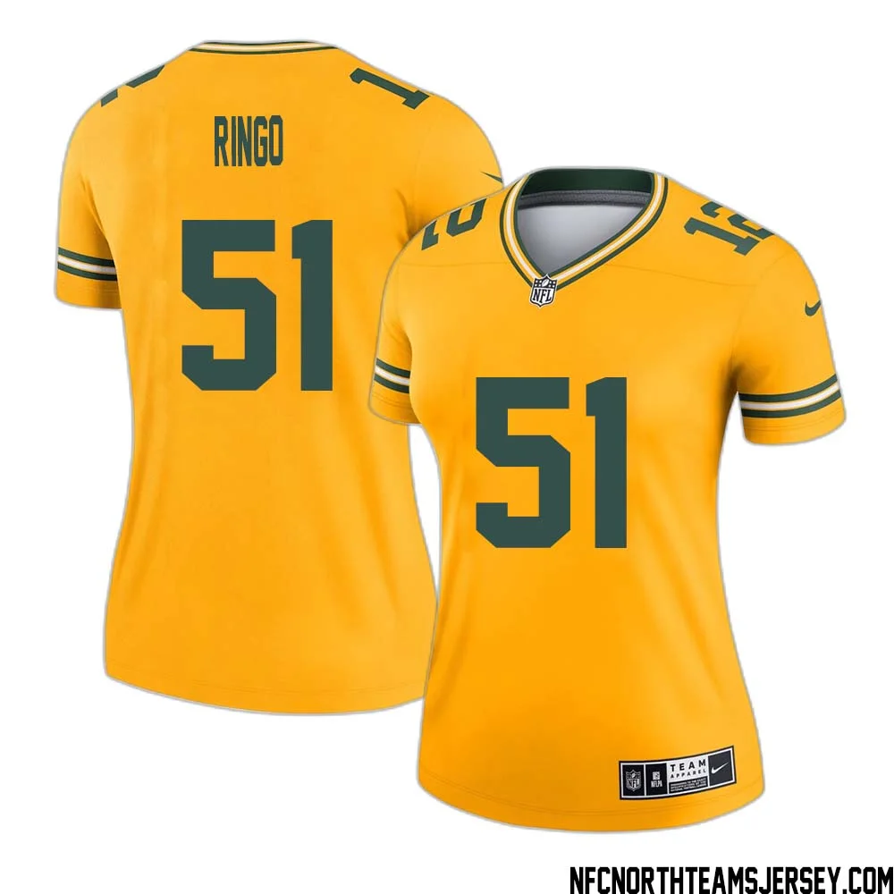 Jim Ringo No 51 Davante Adams Green Bay Packers Inverted Legend Jersey Gold Women